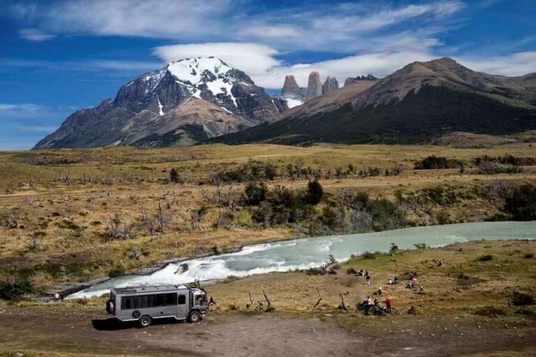 Full-day excursion to Torres del Paine National Park - Early scenic hits: Lake Sarmiento, Paine River falls, and Cerro Almirante Nieto