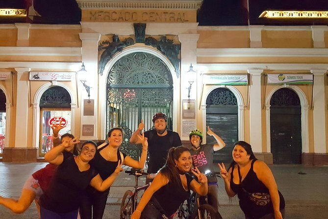 Santiago Evening Bike Tour - Mercado Central outside plus Lastarria and Bellavista at night