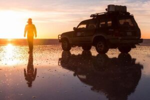 Uyuni Salt Flats 4-days tour from Atacama> private room available - Day 1: White and Green Lagoons, Salvador Dalí Desert, Polques Hot Springs, and Red Lagoon flamingos