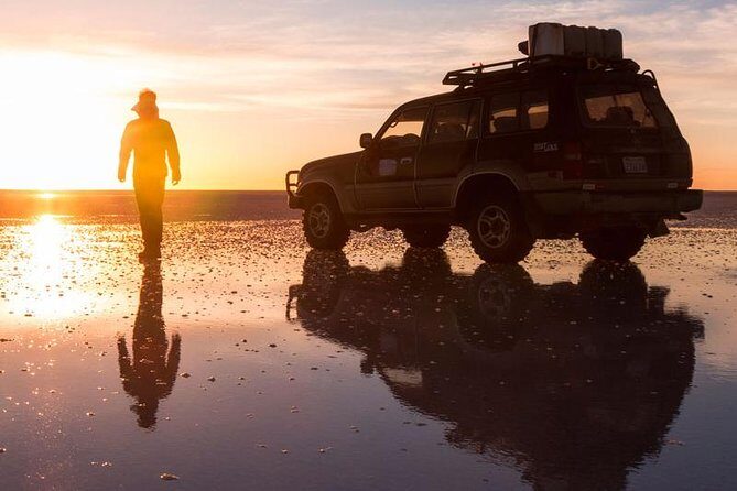 Uyuni Salt Flats 4-days tour from Atacama> private room available - Day 1: White and Green Lagoons, Salvador Dalí Desert, Polques Hot Springs, and Red Lagoon flamingos